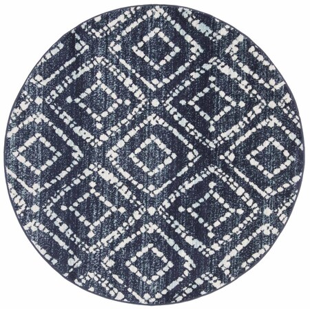 Safavieh 8 x 8 ft. Adirondack Power Loomed Round Area Rug; Navy & Ivory ADR131N-8R